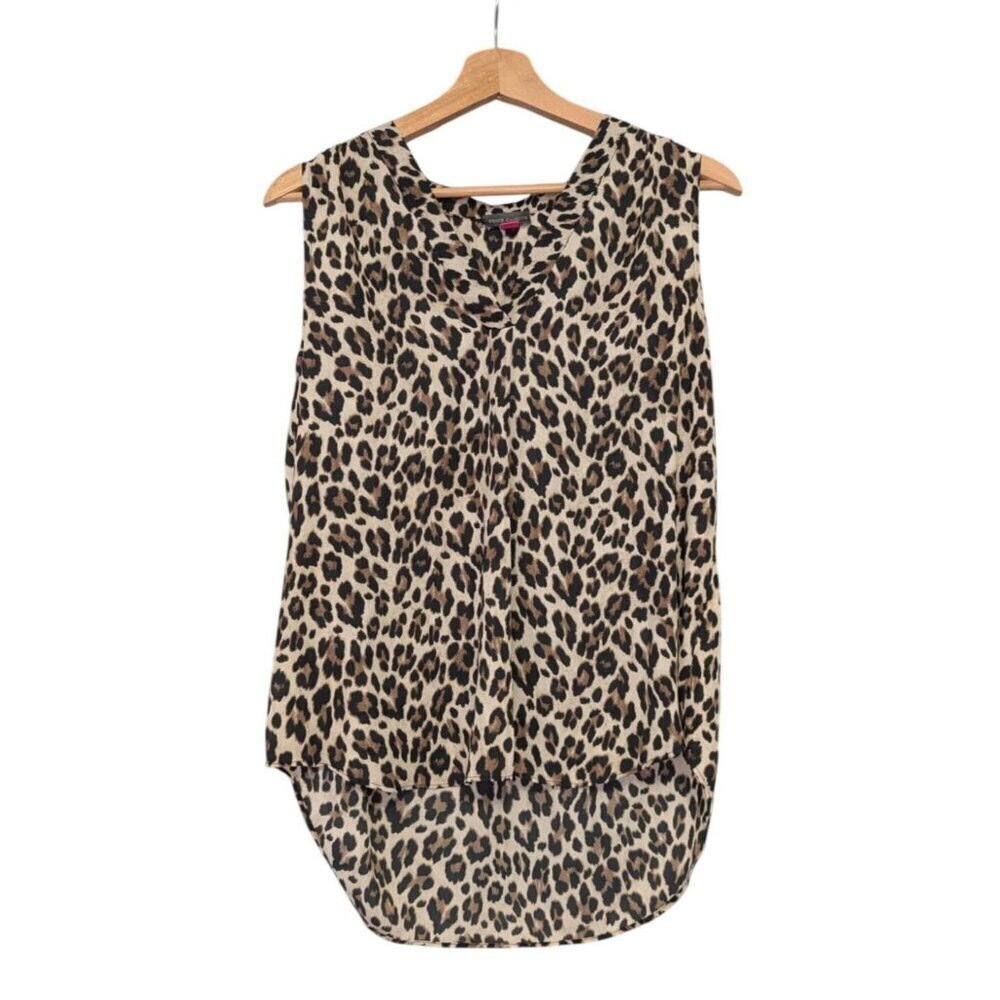 Vince Camuto Leopard Print Sleeveless V-Neck Blouse M